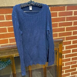 GAP Navy Cotton Cable Knit Crew Neck Sweater